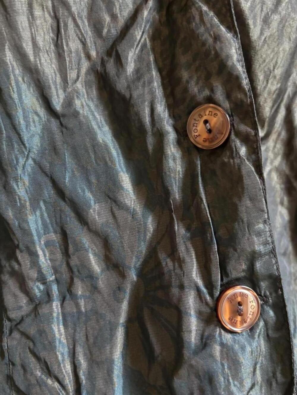 vintage Anne Fontaine crinkle metallic brown button up blouse - Picture 3 of 8